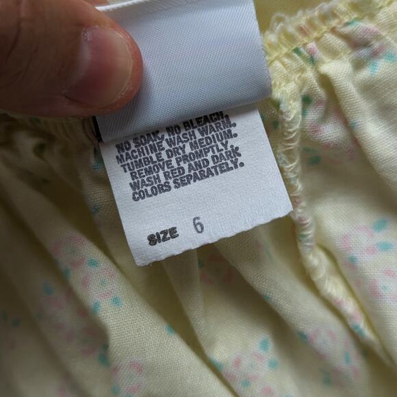 Vintage Oshkosh Bgosh Dress Girls Size 6 Yellow Floral Flutter Pinafore - Picture 5 of 5